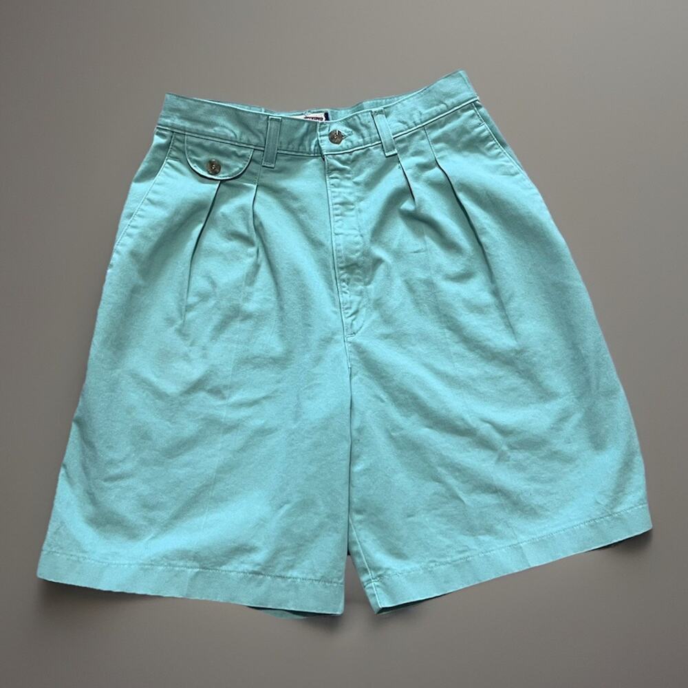 Vintage Lee Shorts Womens 12 M Mint Green High Rise Mom Pleated Wrinkle Free